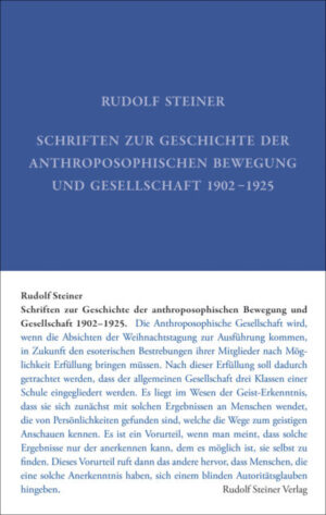 Schriften zur Geschichte der anthroposophischen Bewegung und Gesellschaft 1902–1925 GA 037